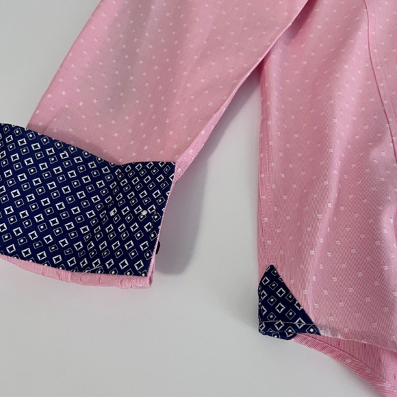 Men's Solid Pink Button Up Long Sleeve Dress Shirt /Size Large - Picture 7 of 7